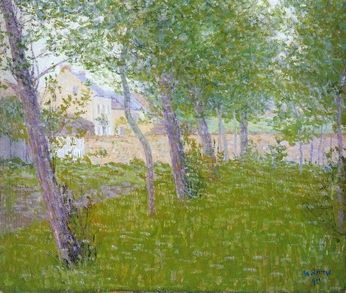 Garden by the House (1898) Gustave Loiseau tablo - Dekolata