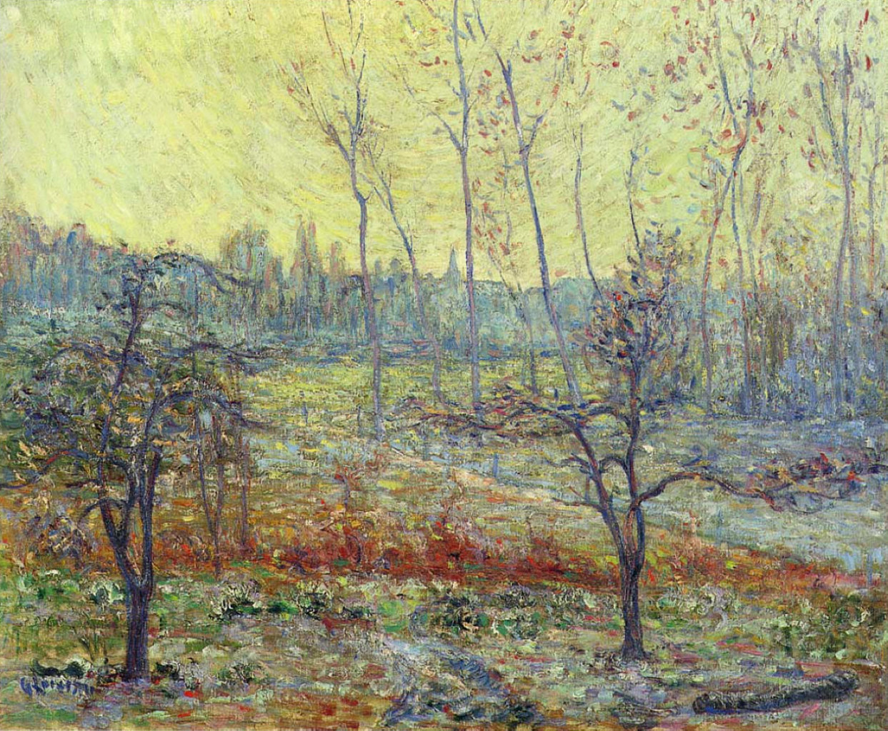 Landscape in Winter with Fog (1897) Gustave Loiseau tablo - Dekolata