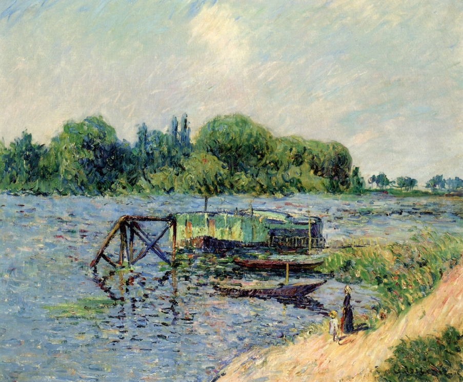 Laundry on the Seine at Herblay (1906) Gustave Loiseau tablo - Dekolata