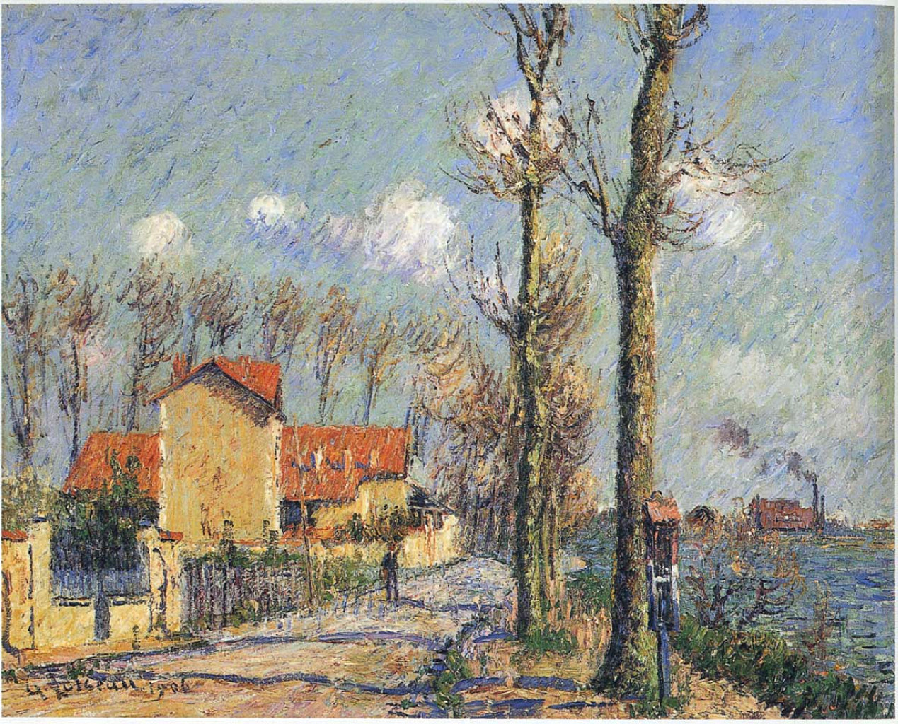 Quay of Pothius in Pontoise (1906) Gustave Loiseau tablo - Dekolata