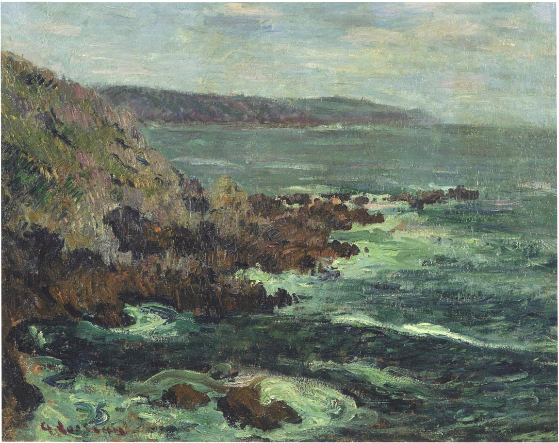 Rock Cliffs by the Sea in Britain (1906) Gustave Loiseau tablo - Dekolata