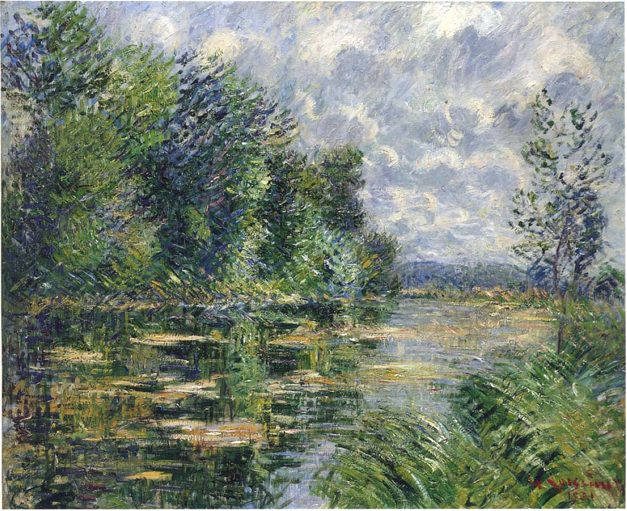 Small Arm of the Seine Near Connelle (1921) Gustave Loiseau tablo - Dekolata