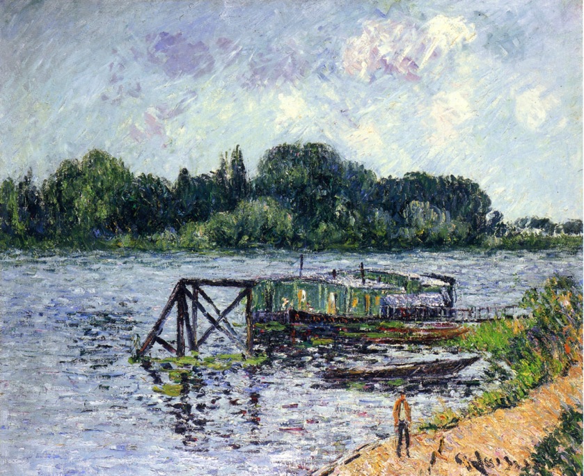 The Laundry Boat on the Seine at Herblay (1906) Gustave Loiseau tablo - Dekolata