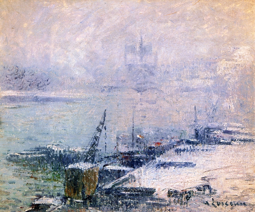 The Pont Henri IV Notre Dame de Paris in the Snow (1920) – Gustave Loiseau Tablo