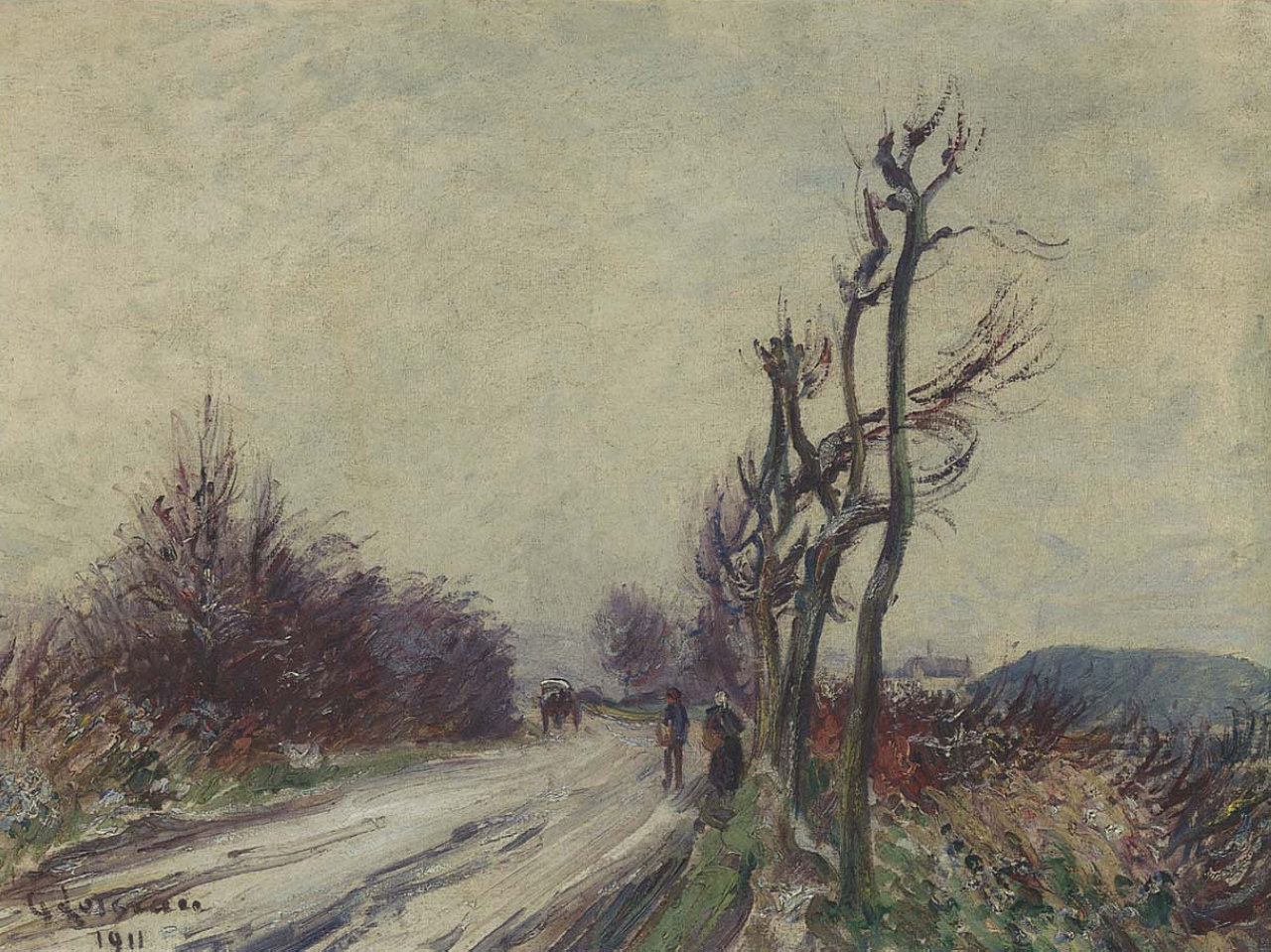 Village Road in Autumn (1911) – Gustave Loiseau Tablo