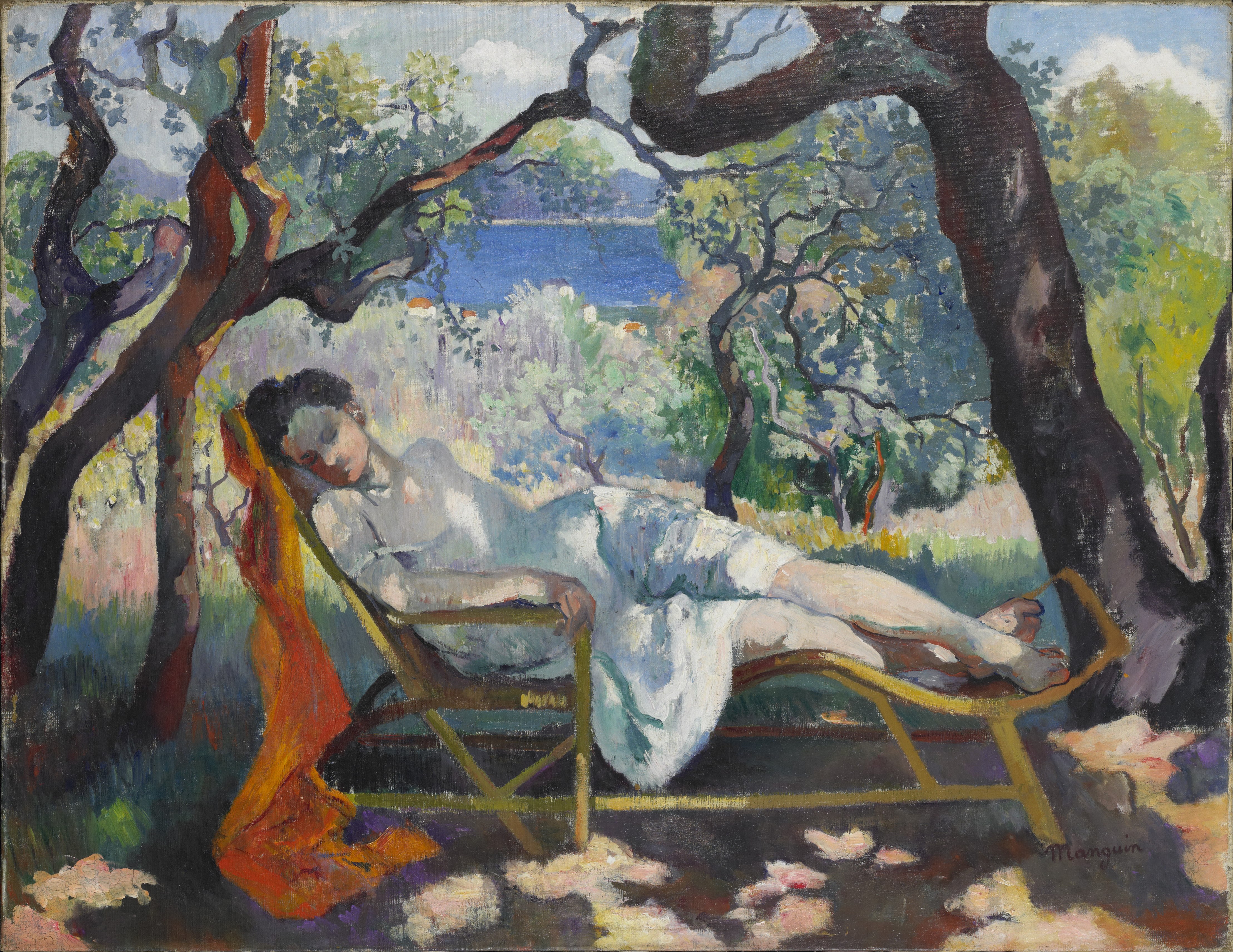 La Sieste (le Repos, Jeanne, Le Rocking chair) (1905) Henri Manguin tablo - Dekolata