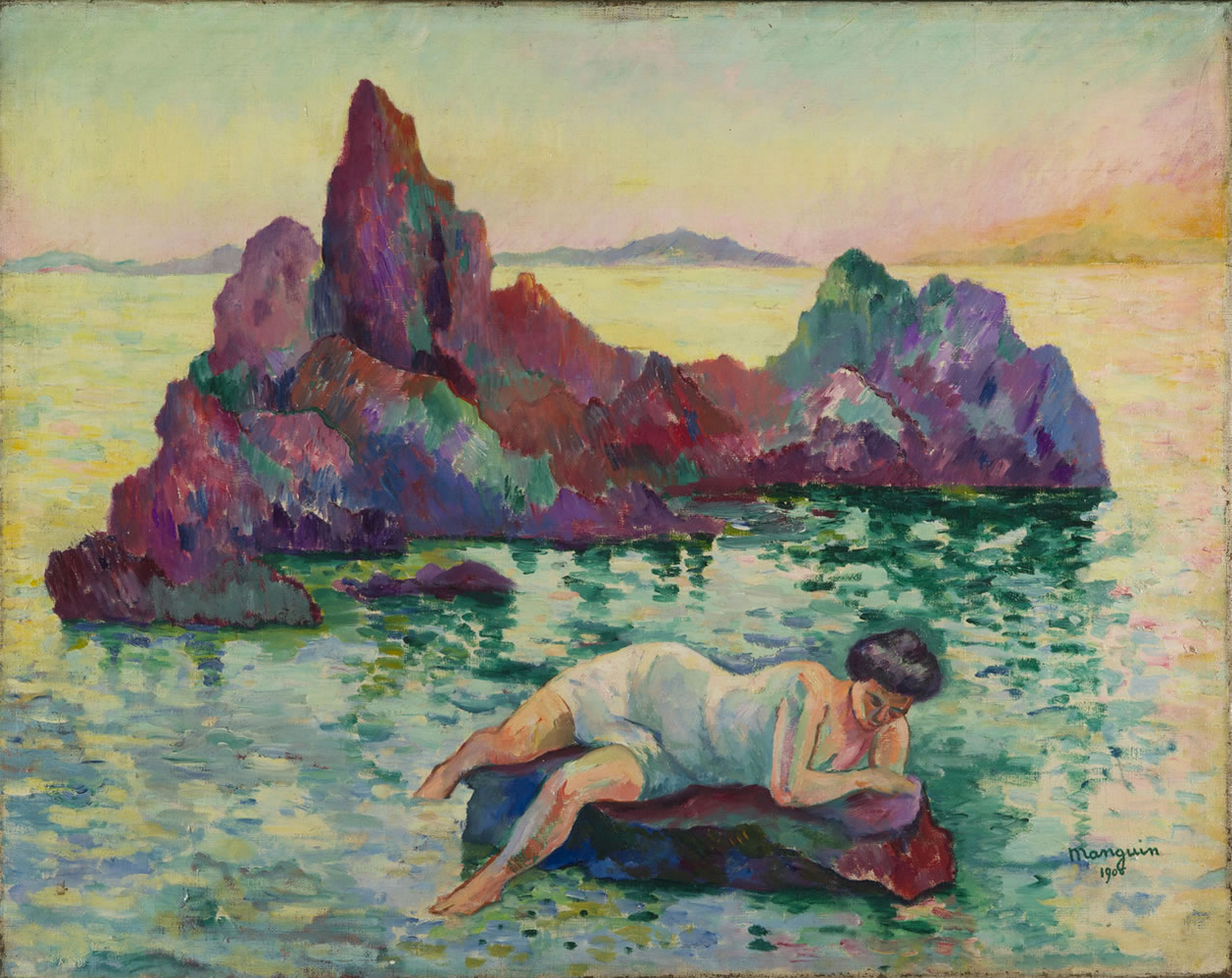 Le Rocher (la Naïade, Cavalière) (1906) Henri Manguin tablo - Dekolata