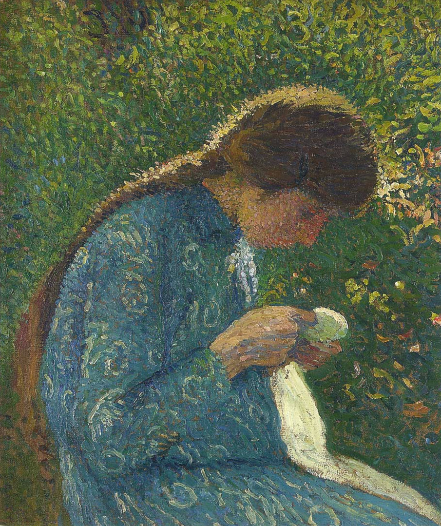A Young Woman Sewing – Henri Martin Tablo
