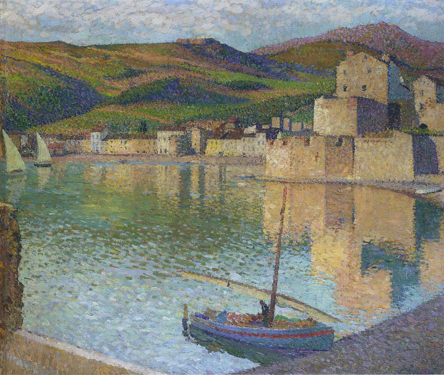 Blue Boat in Port Collioure (1902) – Henri Martin Tablo