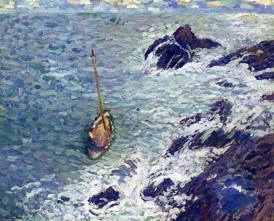 Boat near Cliffs Henri Martin tablo - Dekolata