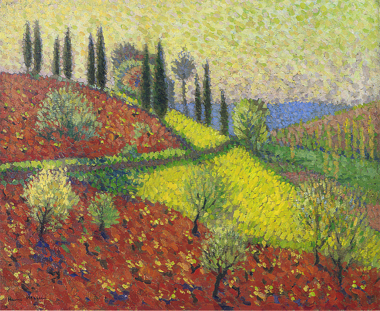 Cyprus Trees on the Hill Henri Martin tablo - Dekolata