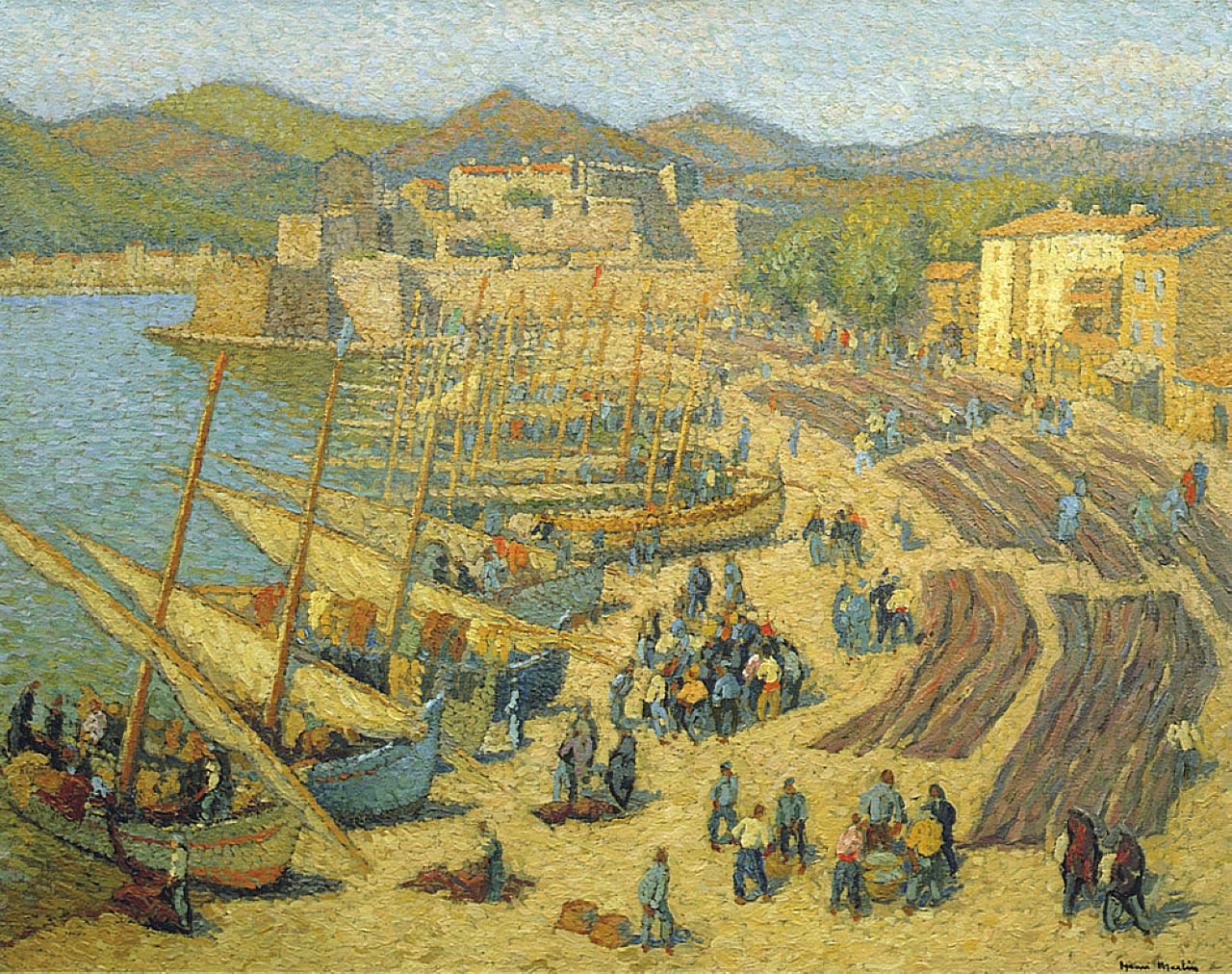 Fishing Boats at Collioure (1895) Henri Martin tablo - Dekolata