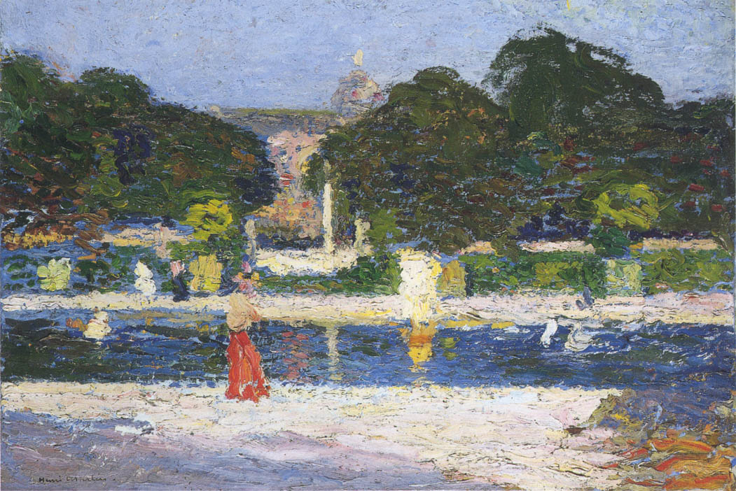 Fountain in the garden at Luxembourg Henri Martin tablo - Dekolata