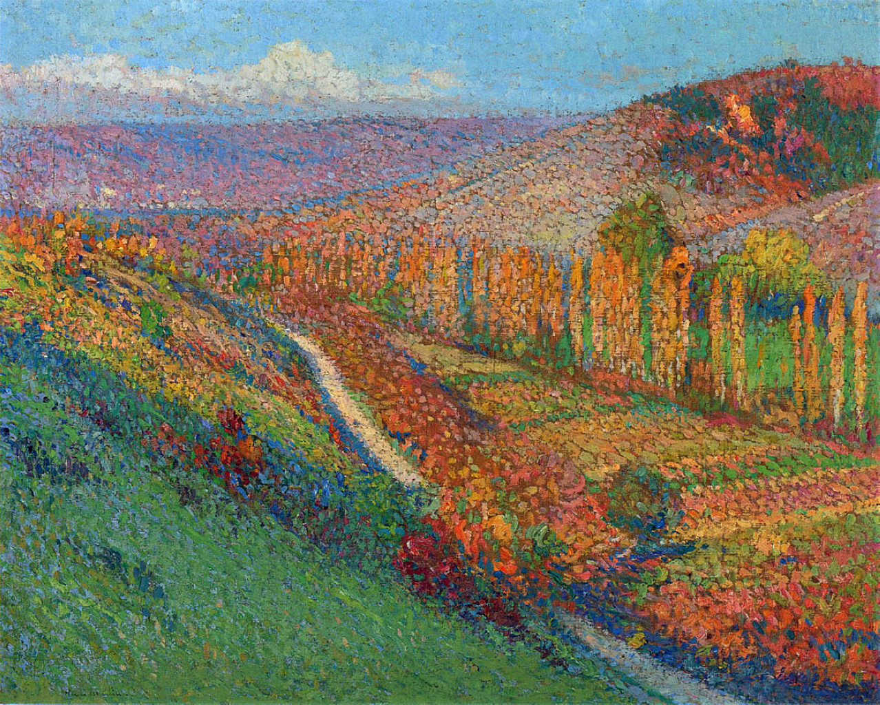 Green Valley with Stream – Henri Martin Tablo