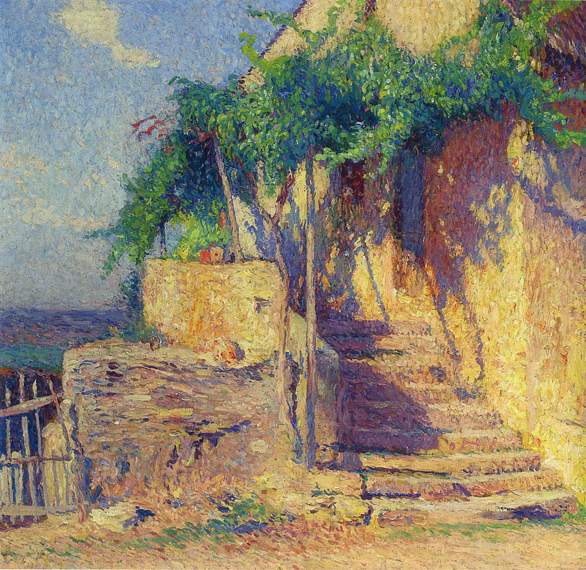 House with Vine and Staircase – Henri Martin Tablo