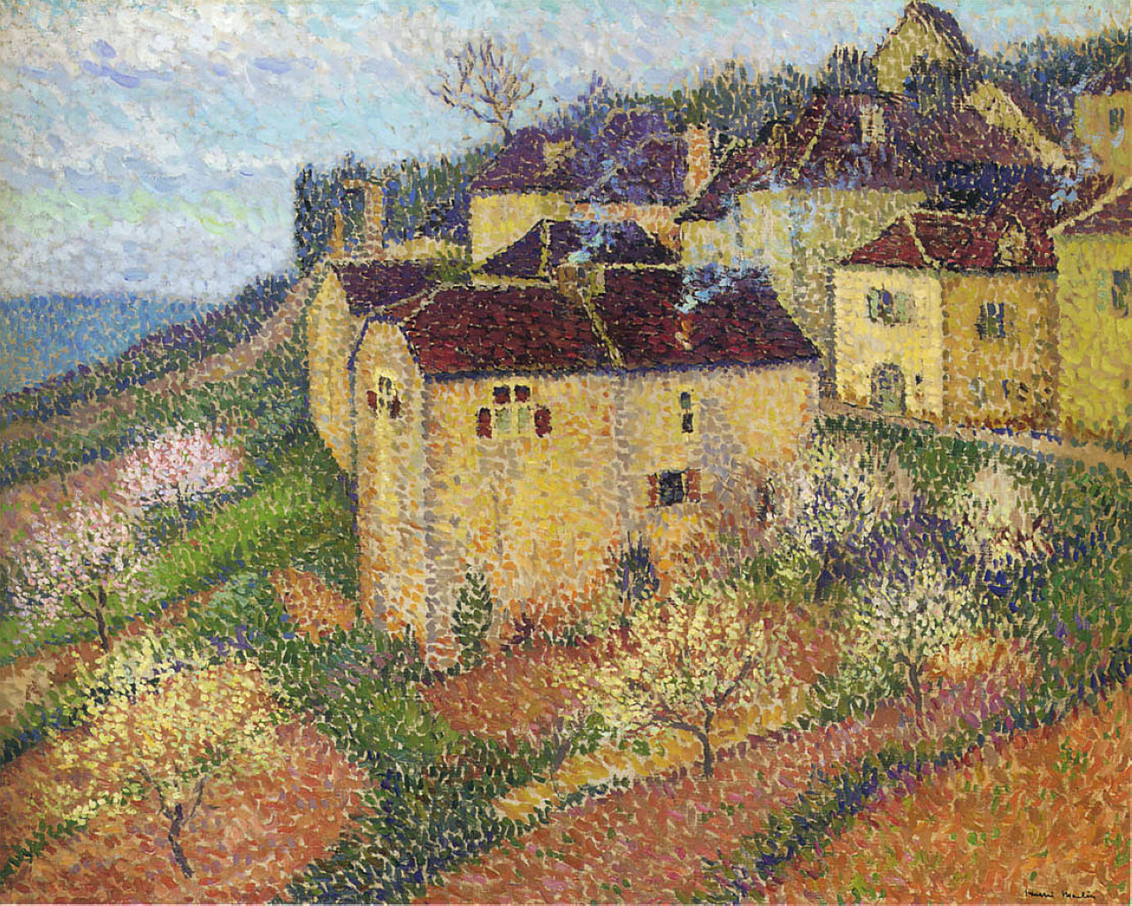 Houses at Saint Cirq Lapopie – Henri Martin Tablo