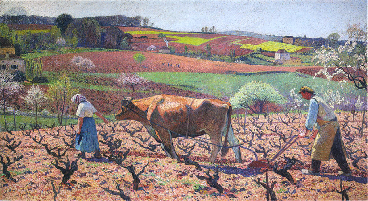 Laborers Prepare the Vines in Quercy – Henri Martin Tablo