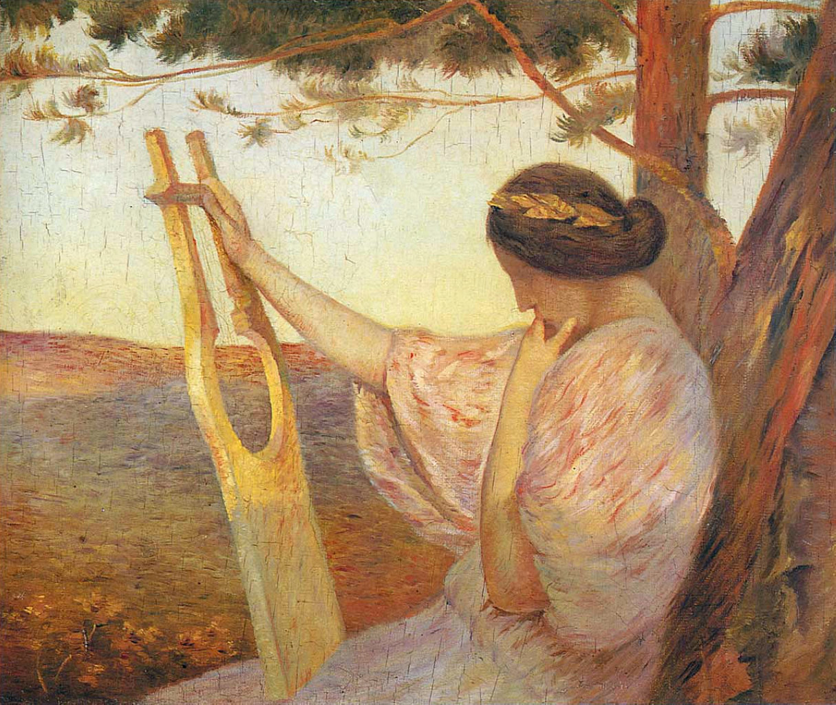 Lady with Lyre by Pine Trees (1890) Henri Martin tablo - Dekolata