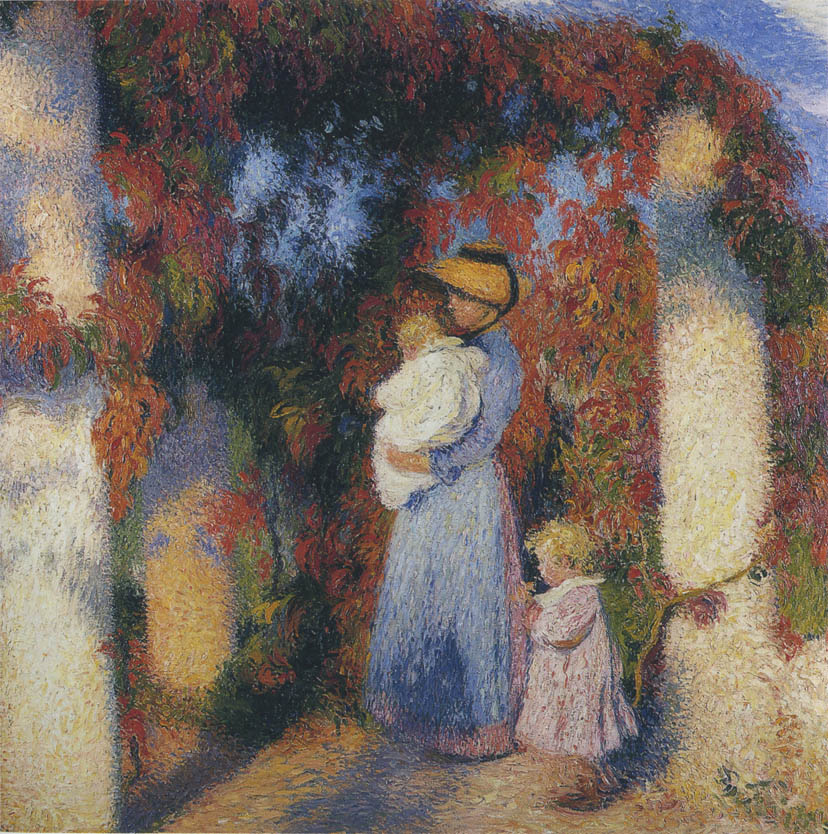 Mother and Child in Pergola at Marquayrol Henri Martin tablo - Dekolata