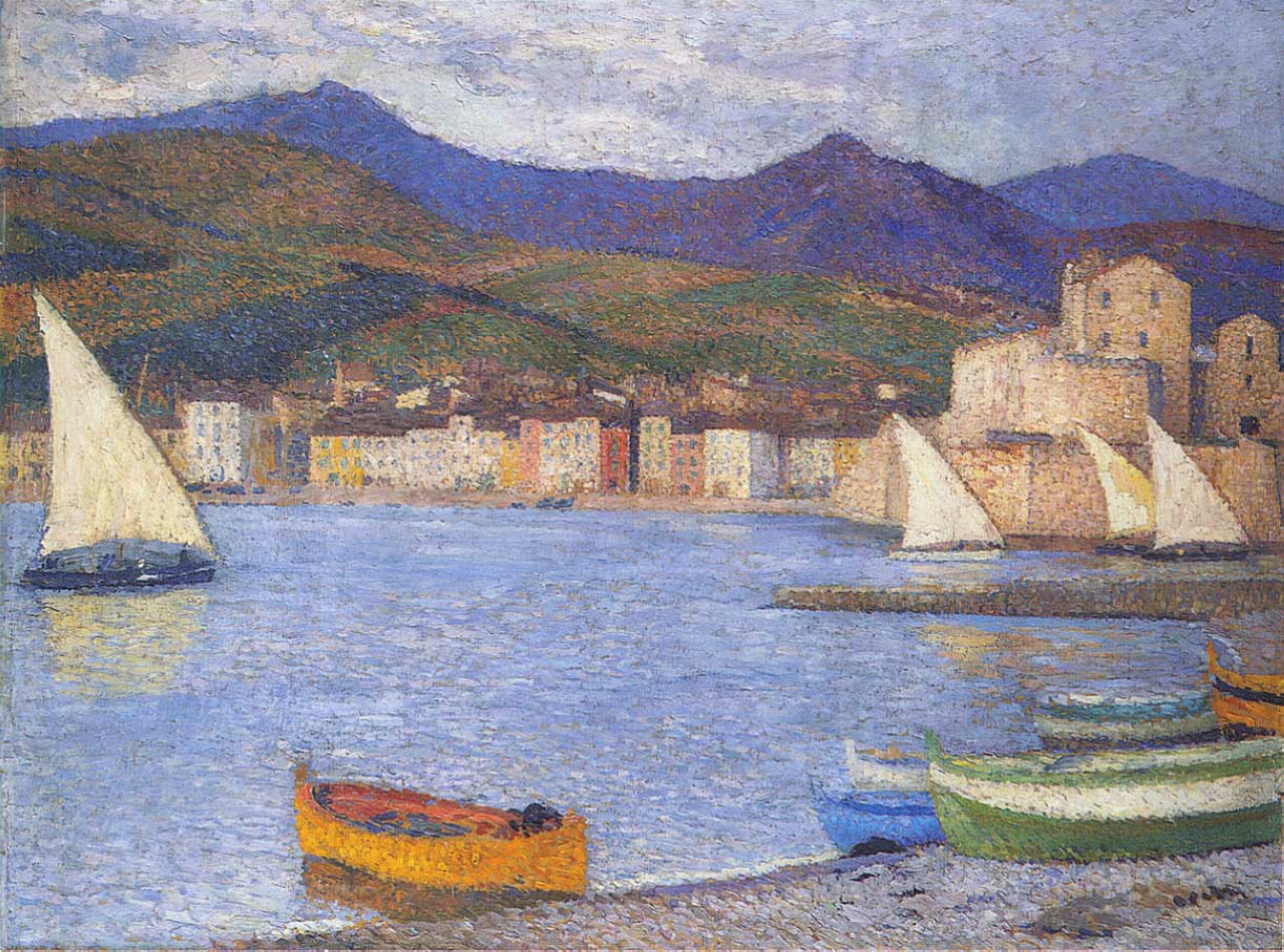 Sailboats in the Port of Collioure (1920) Henri Martin tablo - Dekolata