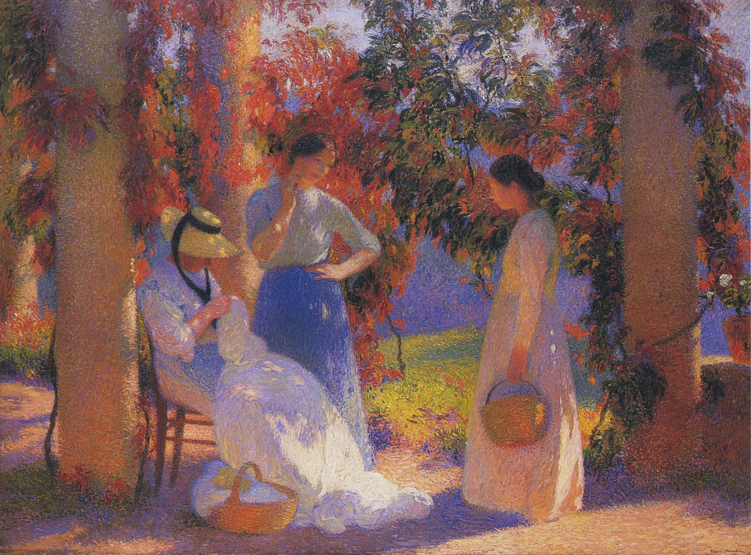 Sewing Scene under the Pergola at Marquayrol (1902) Henri Martin tablo - Dekolata