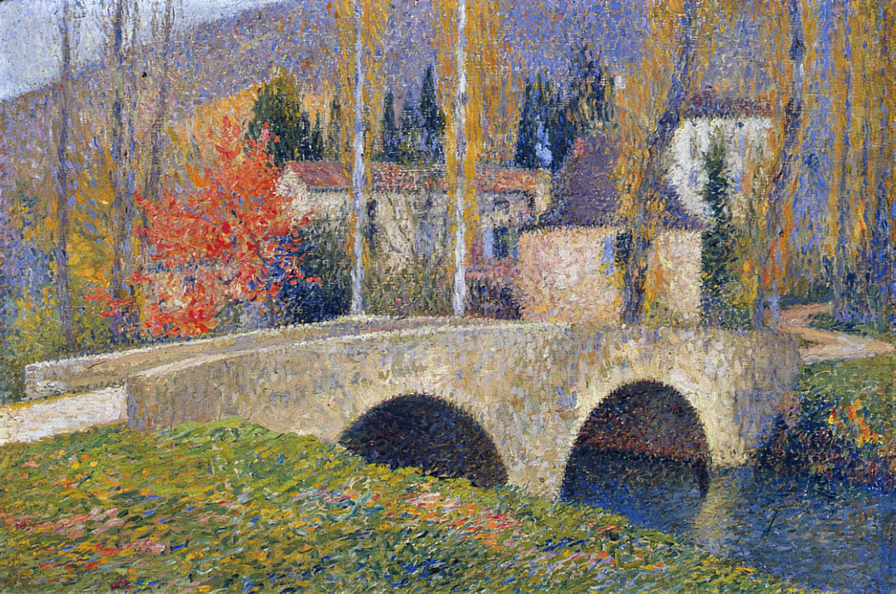 The Bridge in Labastide du Vert in Autumn Henri Martin tablo - Dekolata