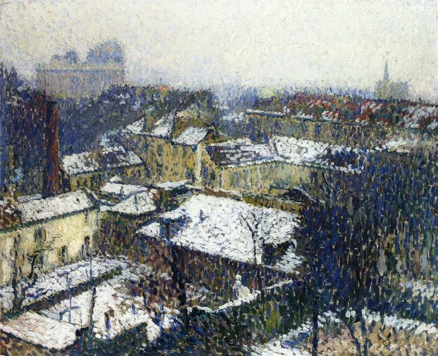 The Roofs of Paris in the Snow, the View from the Artist's Studio (1895) Henri Martin tablo - Dekolata