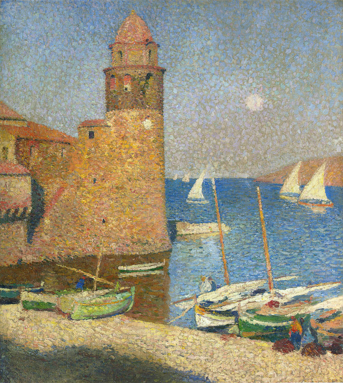 The Tower of Collioure in Moonrise Henri Martin tablo - Dekolata