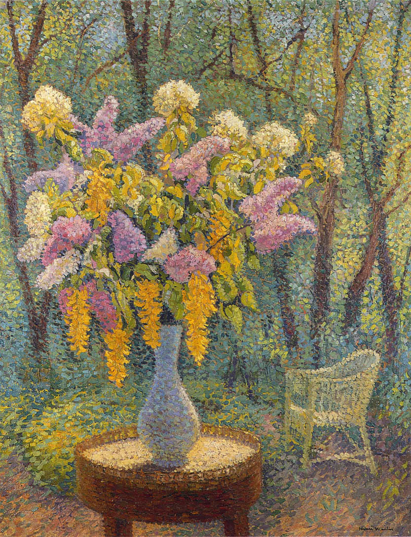 Vase of Flowers in a Garden – Henri Martin Tablo