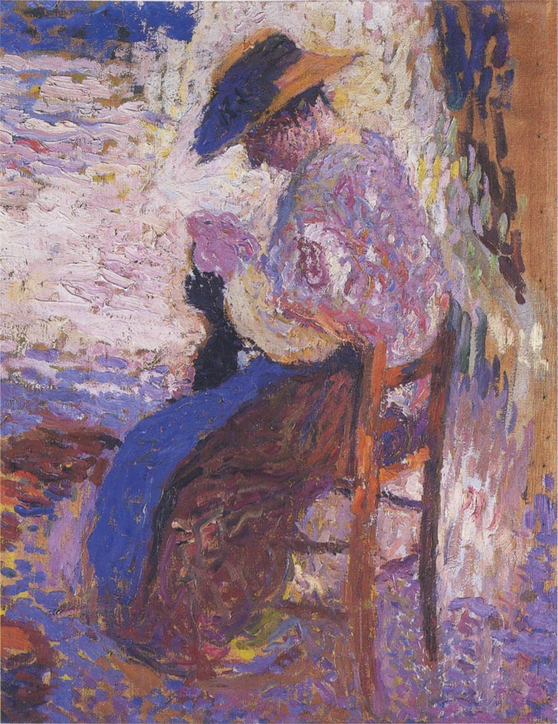 Woman sewing Henri Martin tablo - Dekolata