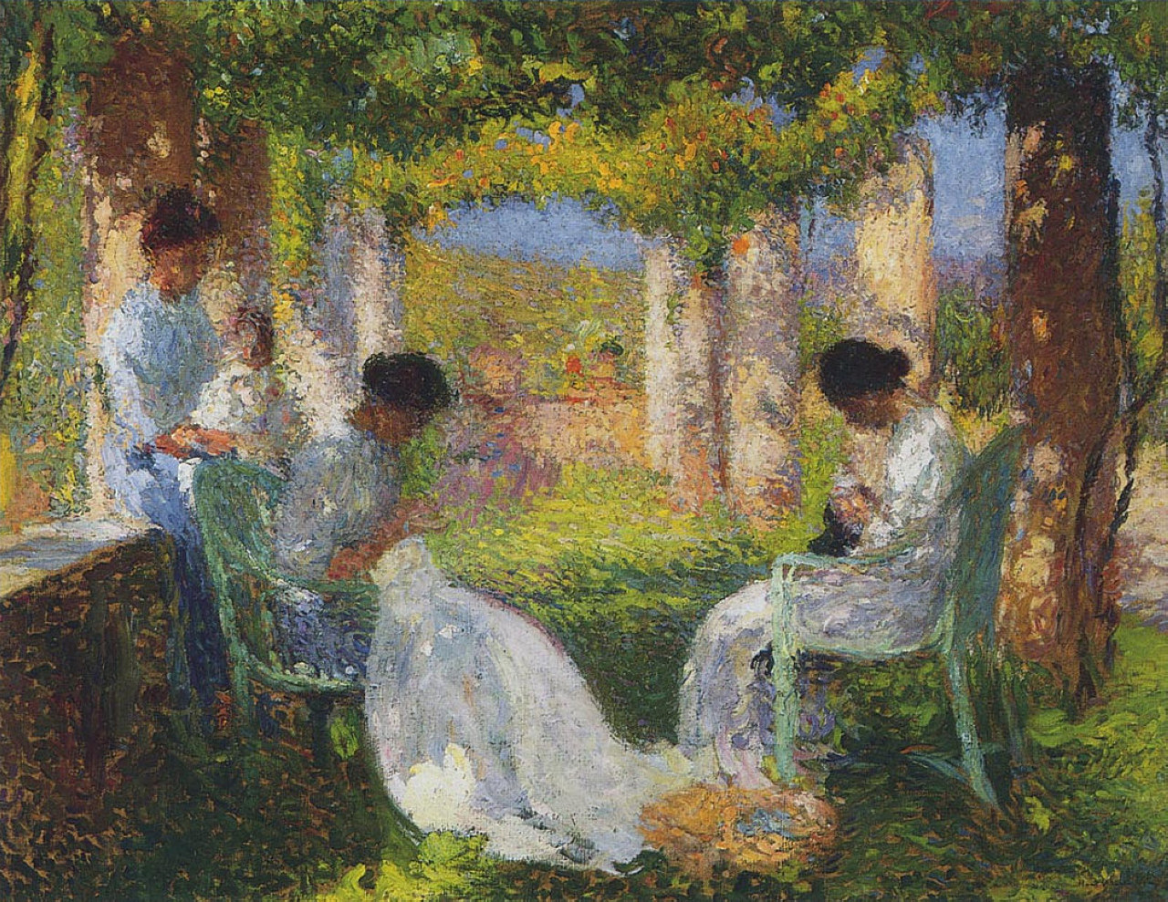 Women Sewing Henri Martin tablo - Dekolata