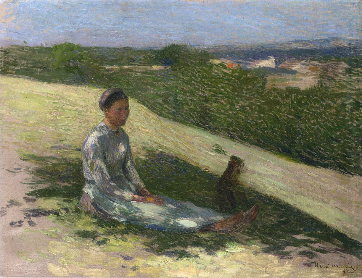 Young Peasant Girl and Her Dog Henri Martin tablo - Dekolata