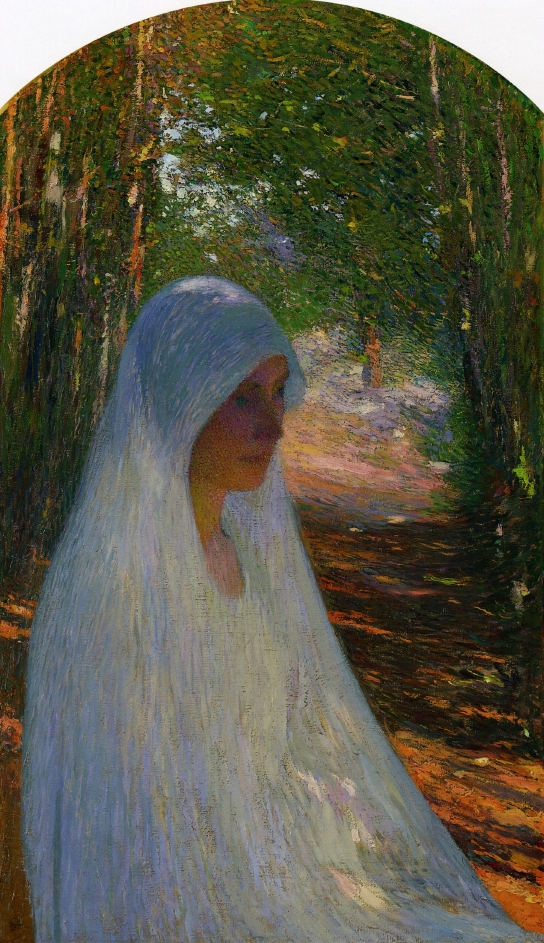 Young Woman Veiled in White in a Forest Henri Martin tablo - Dekolata