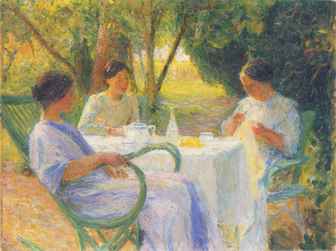 Young Women in Garden in Marquayrol Henri Martin tablo - Dekolata