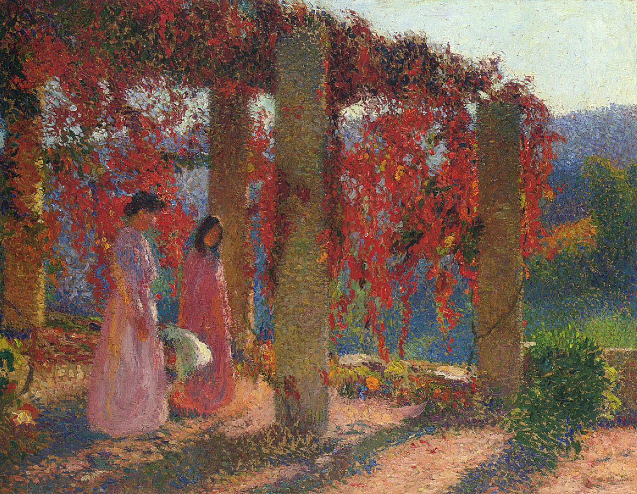 Young Women in Tonnelle Henri Martin tablo - Dekolata