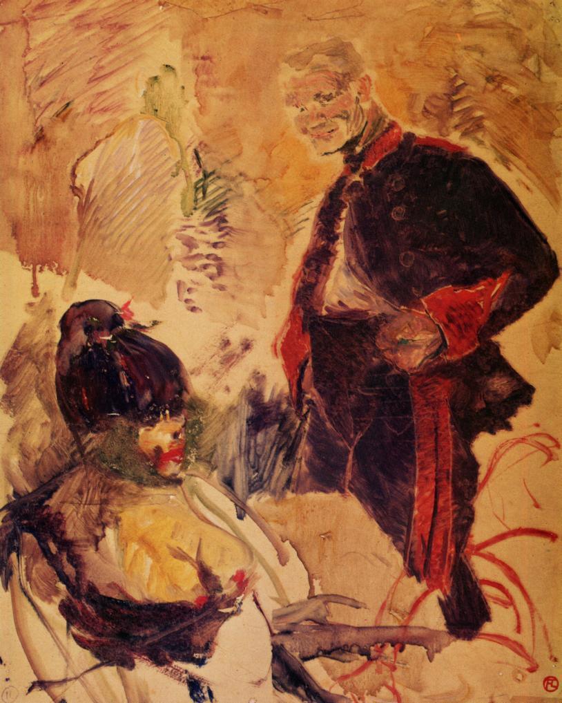 Artillerman and Girl (1886) Henri de Toulouse-Lautrec tablo - Dekolata