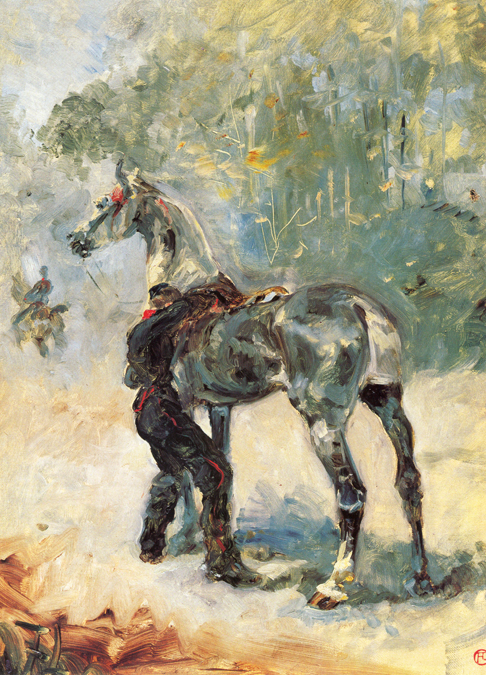 Artilleryman Saddling His Horse (1879) – Henri de Toulouse-Lautrec Tablo