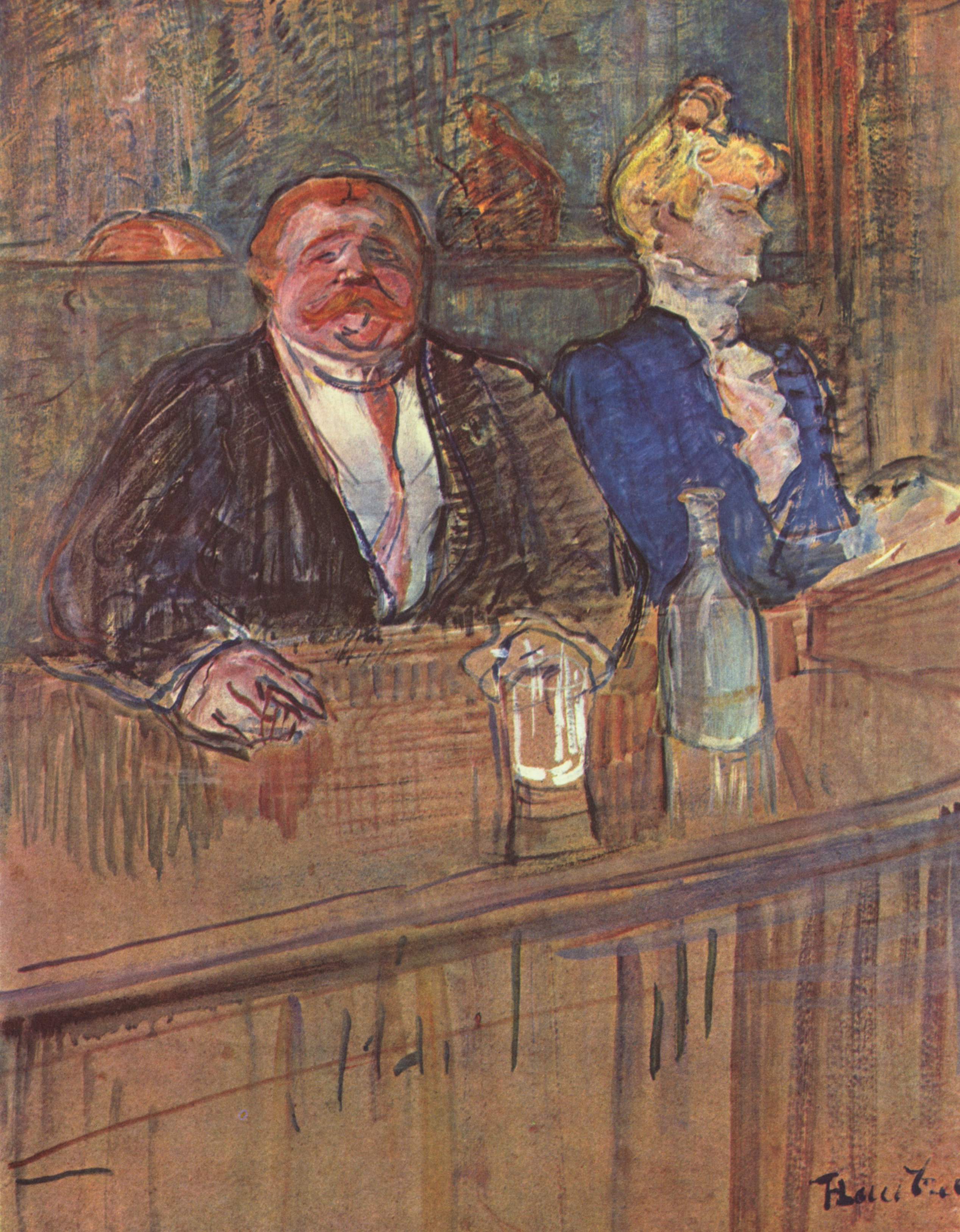 At the Cafe The Customer and the Anemic Cashier (1898) Henri de Toulouse-Lautrec tablo - Dekolata