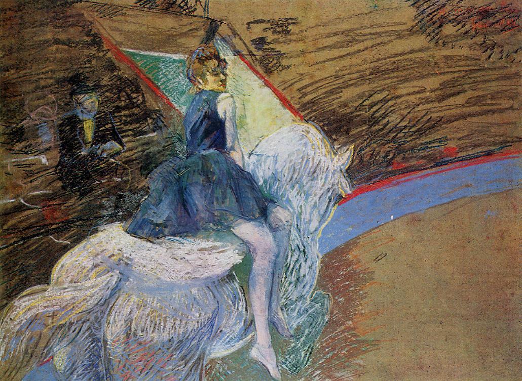 At the Cirque Fernando Rider on a White Horse (1888) Henri de Toulouse-Lautrec tablo - Dekolata