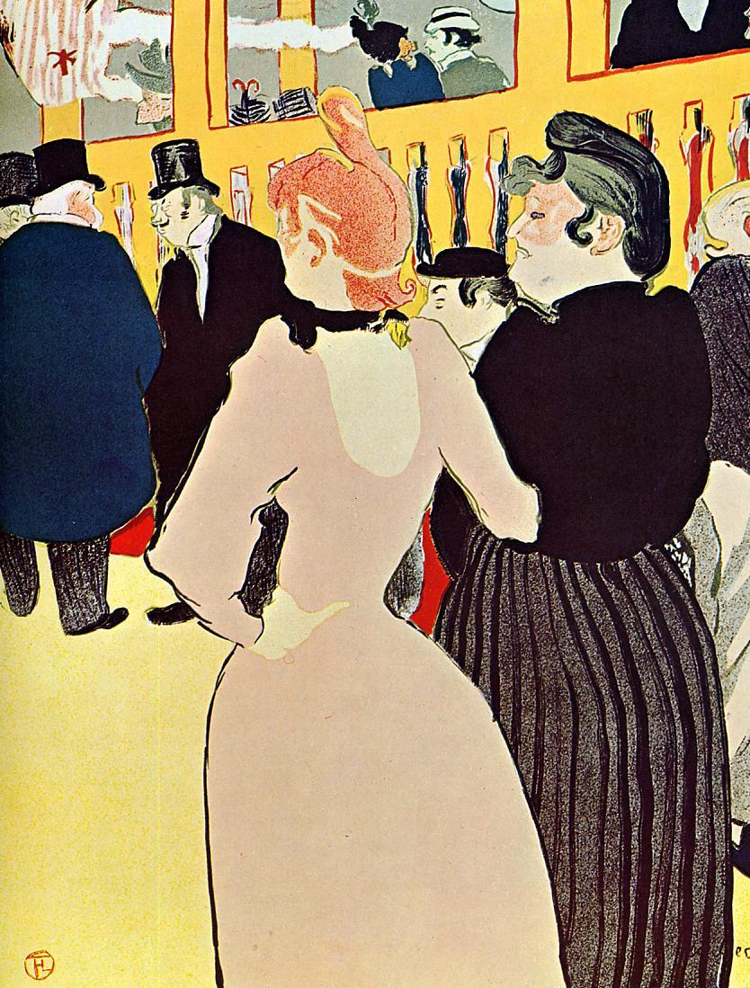 At the Moulin Rouge, La Goulue with Her Sister (1892) Henri de Toulouse-Lautrec tablo - Dekolata