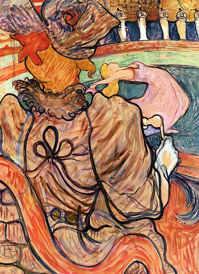 At the Nouveau Cirque the Dancer and Five Stuffed Shirts (1891) Henri de Toulouse-Lautrec tablo - Dekolata