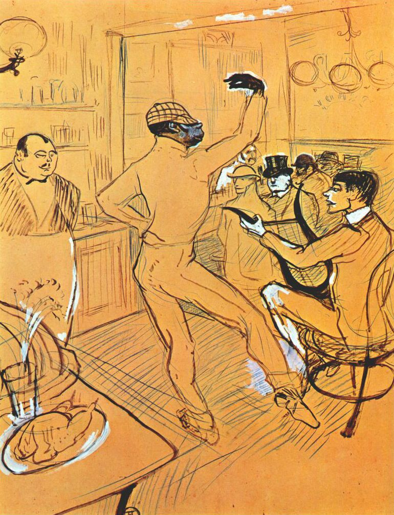 Chocolat dancing in the Irish and American Bar (1896) Henri de Toulouse-Lautrec tablo - Dekolata