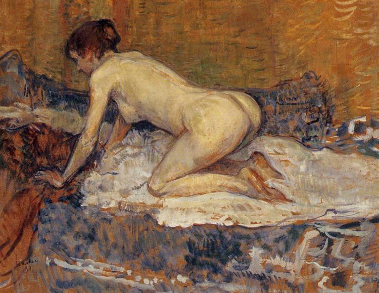 Crouching Woman with Red Hair (1897) – Henri de Toulouse-Lautrec Tablo