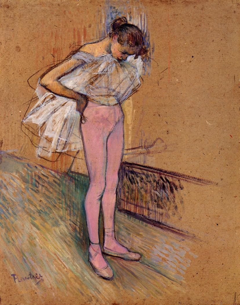 Dancer Adjusting Her Tights (1890) Henri de Toulouse-Lautrec tablo - Dekolata