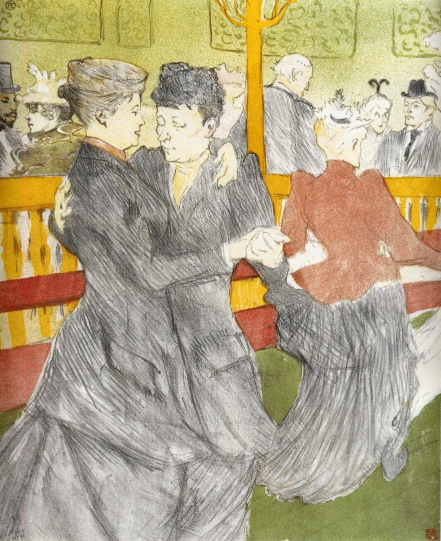 Dancing at the Moulin Rouge (1897) Henri de Toulouse-Lautrec tablo - Dekolata