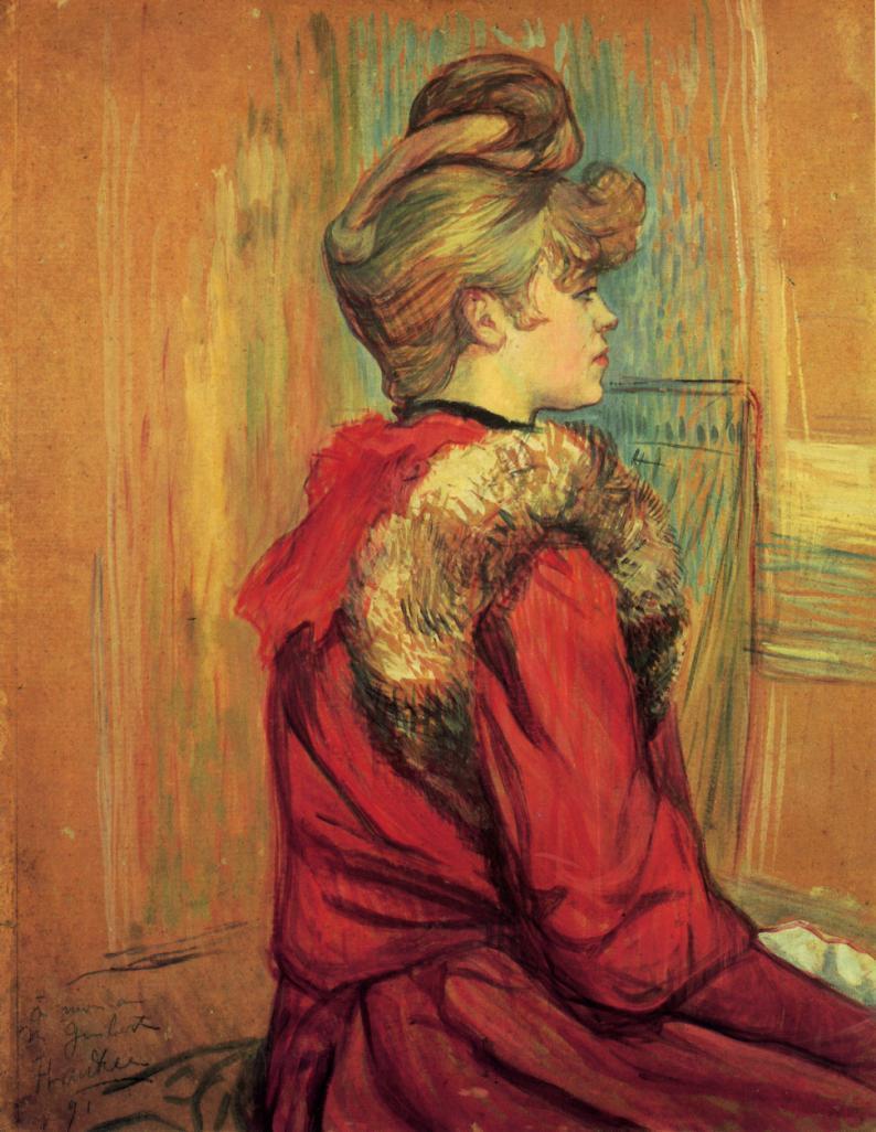 Girl in a Fur, Mademoiselle Jeanne Fontaine (1891) – Henri de Toulouse-Lautrec Tablo