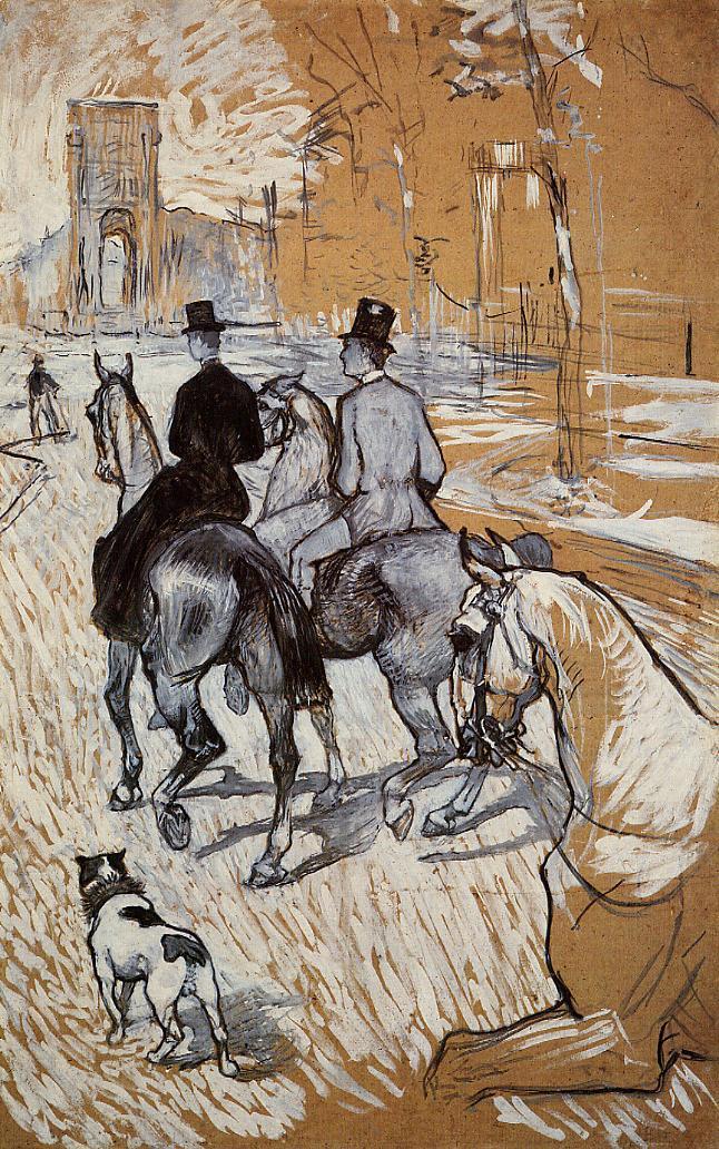 Horsemen Riding in the Bois de Boulogne (1888) Henri de Toulouse-Lautrec tablo - Dekolata