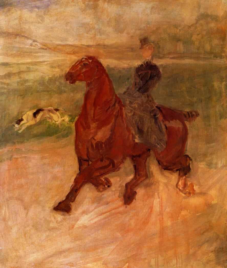 Horsewoman and Dog (1899) Henri de Toulouse-Lautrec tablo - Dekolata