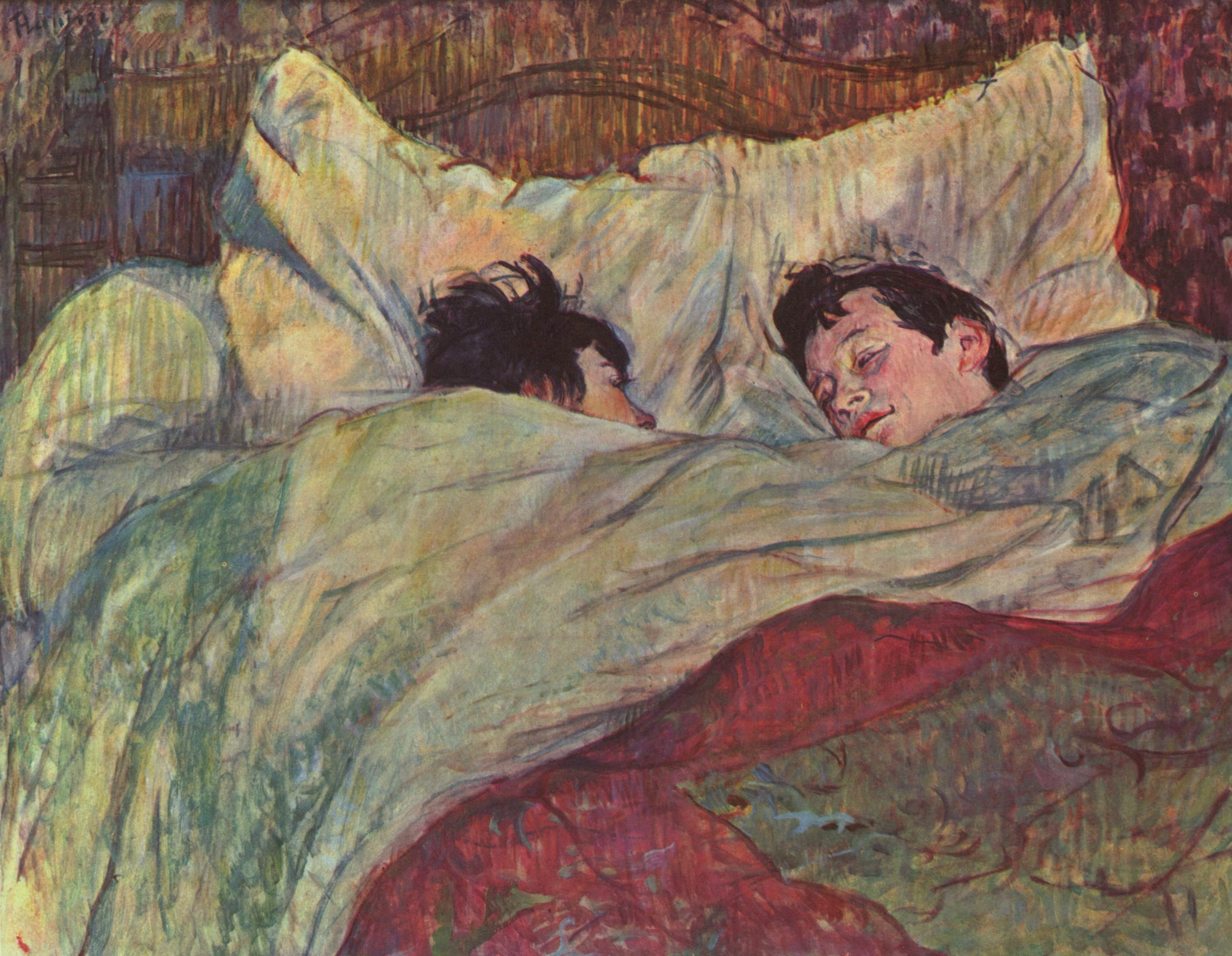 In bed (1893) Henri de Toulouse-Lautrec tablo - Dekolata