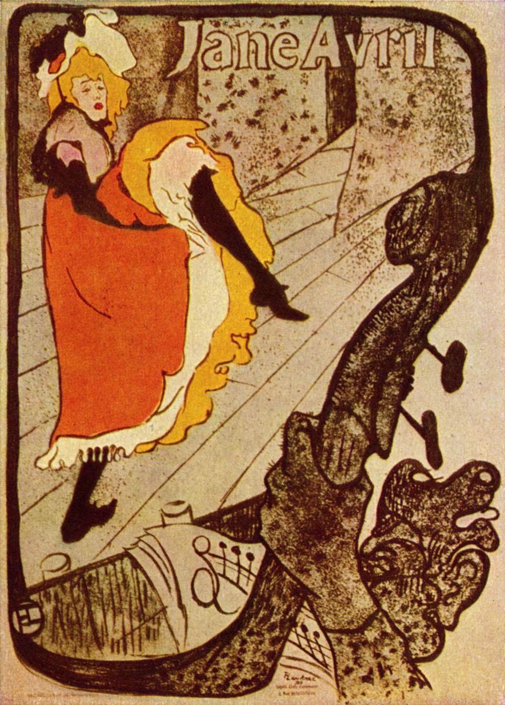 Jane Avril (1893) Henri de Toulouse-Lautrec tablo - Dekolata